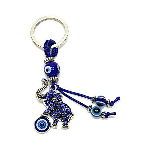 Sign of Protection Blessing and Strength Home/Office Decorative Items & Accessories- Car Ornaments for Rear View Mirror Bravo Team Lucky Elephant with Crystal and Evil Eye Hanging Ornament 